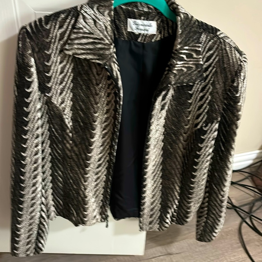 Soft Glamorous Jacket. Looks like silver black zebra